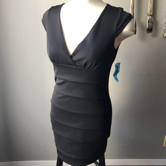 Blush Black Wrap Dress M Stretchy - Picture 1 of 4